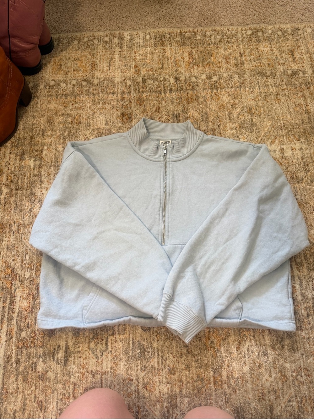 PINK Victoria's Secret Light Blue Half-Zip Pullover